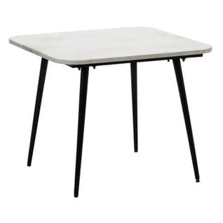 Bout De Canapé 55 X 55 Cm Métal Noir Plateau Marbre Blanc - Sacha