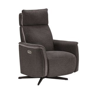 Fauteuil Electrique Tissu Gris Foncé Chiné 2 Tons - Alicante