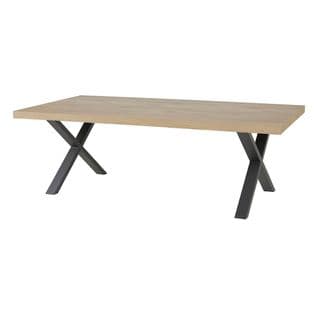 Table Rectangulaire 170cm Aspect Bois Piètement X Métal Noir - Canyon