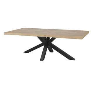 Table Rectangulaire 170cm Aspect Bois Piètement Etoile Métal Noir - Canyon