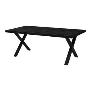 Table Rectangulaire 200cm Aspect Bois Noir Piètement X Métal Noir - Nox