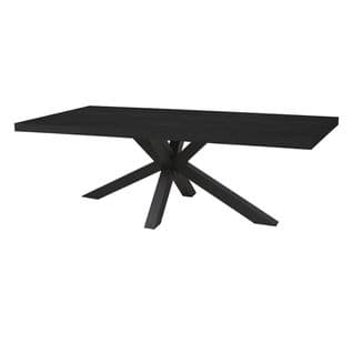 Table Rectangulaire 200cm Aspect Bois Noir Piètement Etoile Métal Noir - Nox