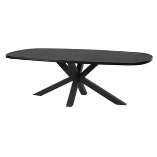 Table Ovale 200cm Aspect Bois Piètement Etoile Métal Noir - Nox