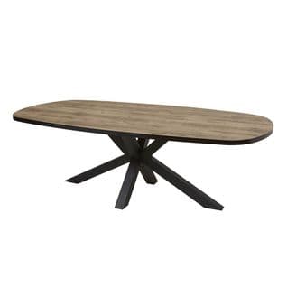 Table Ovale 200cm Aspect Bois Piètement Etoile Métal Noir - Tropix