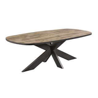 Table Ovale 200cm Aspect Bois Piètement Araignée Métal Noir - Tropix
