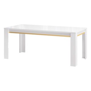 Table 160x90cm Laquée Blanc Et Décor Doré - Jemma