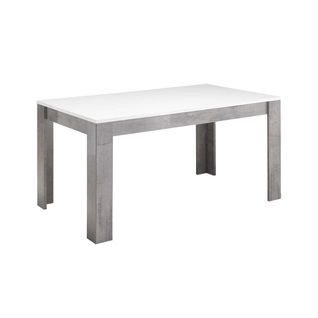 Table De Repas Rectangulaire 160x90cm Laquée Blanc Et Marbre - Clark