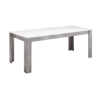 Table De Repas Rectangulaire 190x90cm Laquée Blanc Et Marbre - Clark