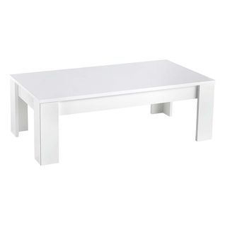 Table Basse Rectangulaire L126cm Laquée Blanc Brillant - Denae