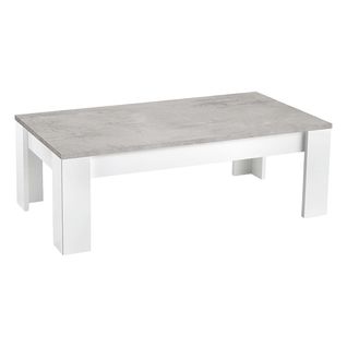 Table Basse Rectangulaire L126cm Laquée Blanc Brillant Et Gris Marbré - Denae
