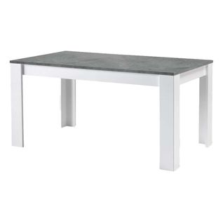 Table Rectangulaire 160x90cm Blanc Et Gris Effet Béton - Coleos