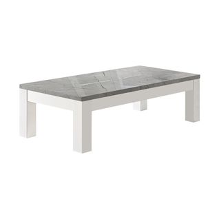 Table Basse L127cm Laquée Blanc Et Gris Marbré - Deyton