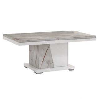 Table Basse Pied Central Blanc Et Aspect Marbre - Eros