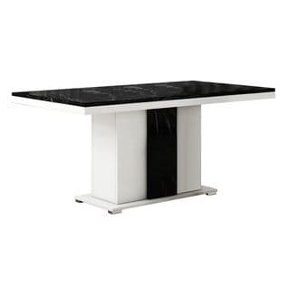 Table Repas Pied Central Blanc Et Aspect Marbre Noir - Ariane