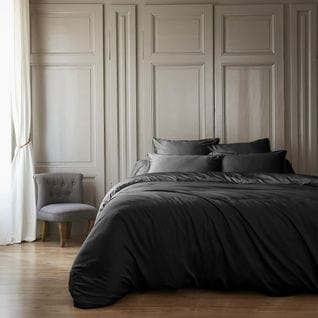 Housse De Couette 240x220cm 100 % Viscose De Bambou Noire - Dalia