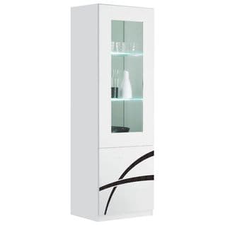 Vitrine Droite 1 Porte Laquée Brillant Blanc - Alyssa