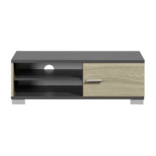 Meuble TV 1 Porte 100cm Gris Et Effet Bois - Paradise