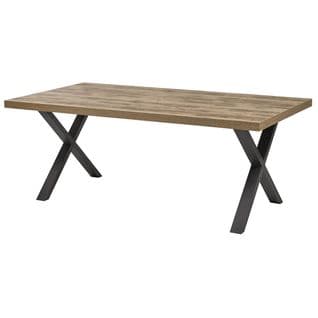 Table 170cm Aspect Bois Piètement X Métal Poudré Noir - Kora