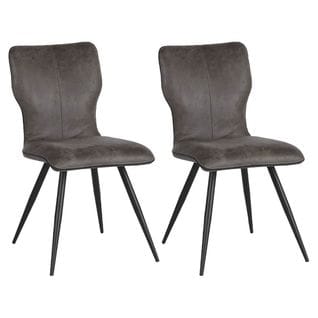 Lot De 2 Chaises Grises Piètement Evasé Noir - Lucie