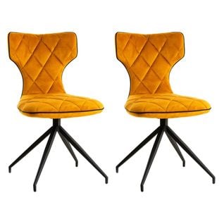 Lot De 2 Chaises Tissu Curry Surpiqures Carreaux - Styk