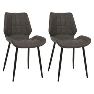 Lot De 2 Chaises Simili Cuir Anthracite - Cara