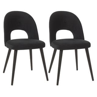 Lot De 2 Chaises Tissu Noir Dossier Ajouré - Bisca