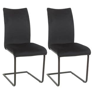 Lot De 2 Chaises Velours Noir Piètement U - Nymeria