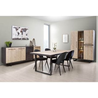 Ensemble Séjour Bois Et Anthracite Avec Table 200cm - Juliane