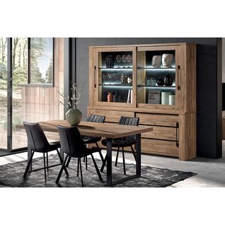 Ensemble Buffet-vaisselier + Table 170cm Aspect Bois - Nilla