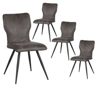 Lot De 4 Chaises Grises Piètement Evasé Noir - Lucie