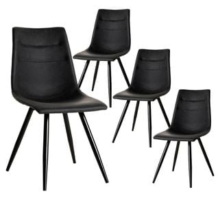 Lot De 4 Chaises Simili Cuir Noir - Kora