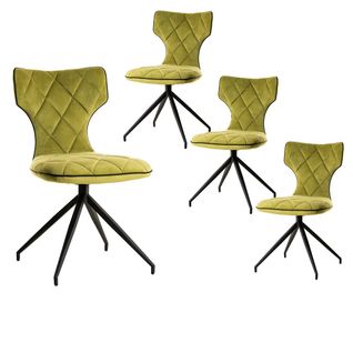 Lot De 4 Chaises Tissu Vertes Surpiqures Carreaux - Styk