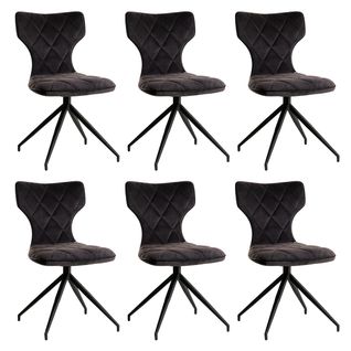 Lot De 6 Chaises Tissu Grises Surpiqures Carreaux - Styk