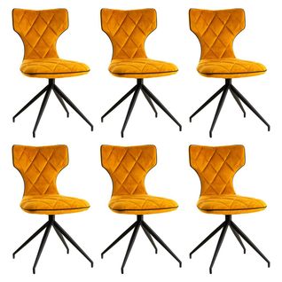 Lot De 6 Chaises Tissu Curry Surpiqures Carreaux - Styk