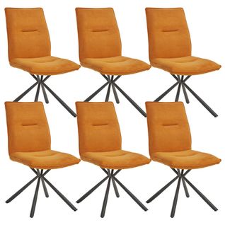 Lot De 6 Chaises Tissu Orange Piètement Etoile - Juliane