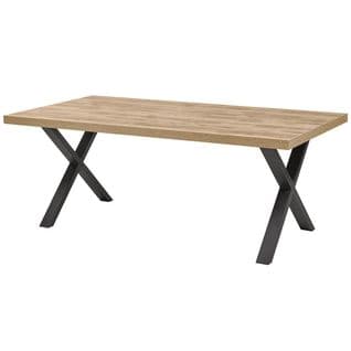 Table 230cm Aspect Bois Piètement X Métal Poudré Noir - Cedra