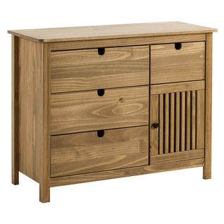 Commode 4 Tiroirs 1 Porte Bois Ciré - Malia