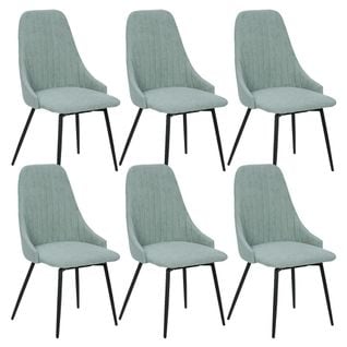 Lot De 6 Chaises Pivotantes Tissu Vert D'eau - Undy