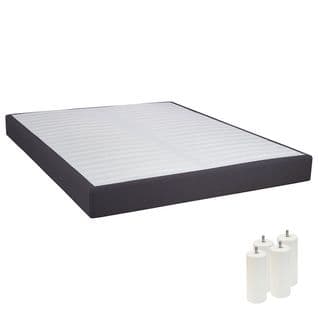 Sommier Tapissier Démontable 2x20 Lattes 140x190cm Anthracite + Pieds Blancs 15cm - Tapikit