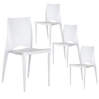 Lot De 4 Chaises Empilables Polypropylène Blanc - Rofa