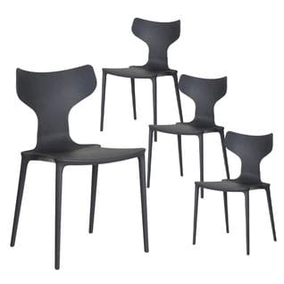 Lot De 4 Chaises Empilables Anthracite Dossier En T - Blist