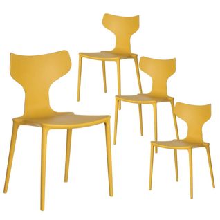 Lot De 4 Chaises Empilables Jaune Dossier En T - Blist