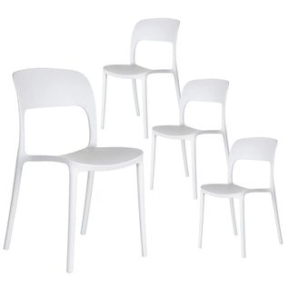 Lot De 4 Chaises Ajourées Empilables Pp Blanc - Faoh