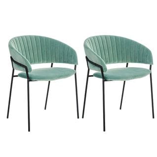 Lot De 2 Fauteuils Ajourés Vert D'eau - Coquille