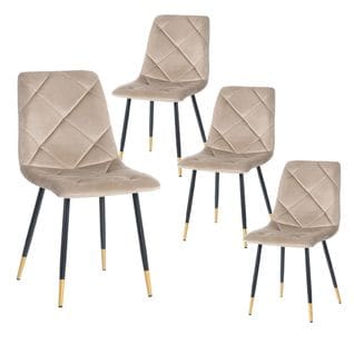 Lot De 4 Chaises Surpiqures Carreaux Velours Taupe - Cardo