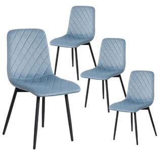 Lot De 2 Chaises Surpiquées Tissu Bleu Ciel - Passo