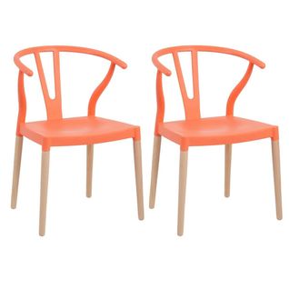 Lot De 2 Chaises Polypropylène Terracotta Pied Bois - Scando