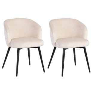 Lot De 2 Chaises Velours Beige Piètement Métal Noir - Dolce