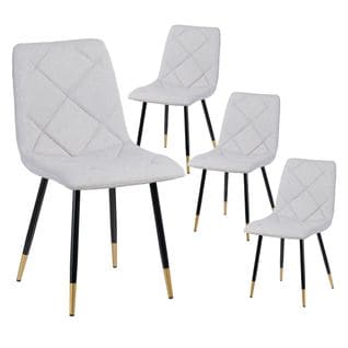 Lot De 4 Chaises Surpiqures Carreaux Gris Clair - Cardo