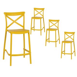 Lot De 4 Tabourets Polypropylène Jaune H97cm - Fermina